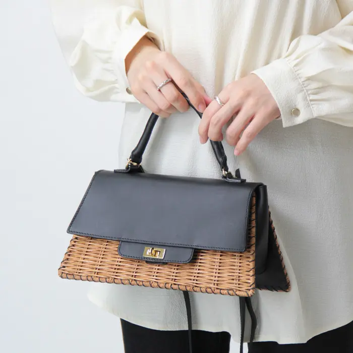 バグマティ バッグ かごバッグ The Bagmati カゴバッグ ラタン ウィッカー 2way 本革 ナチュラル ブラック 黒 レディース 春夏 レディース bbk22-aw15