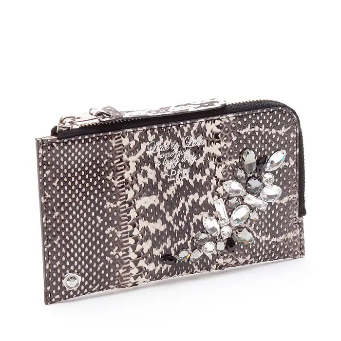 ADMJ エーディーエムジェイ スネークレザー クリスタル付 長財布 NATURAL