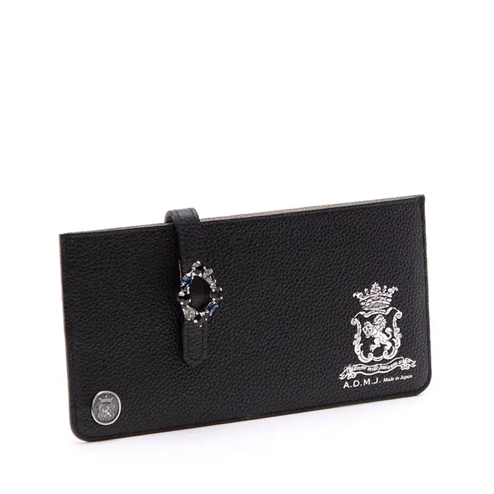 ADMJ エーディーエムジェイ モーツァルト ベルトモチーフ クリスタル付 長財布 BLACK
