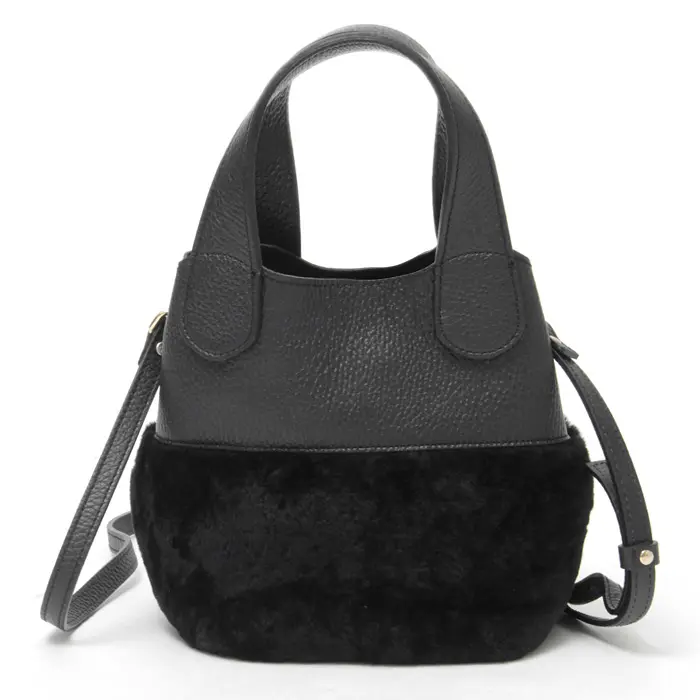RIPANI リパーニ ANNA ムートン×レザーコンビ 2way トートバッグ BLACK
