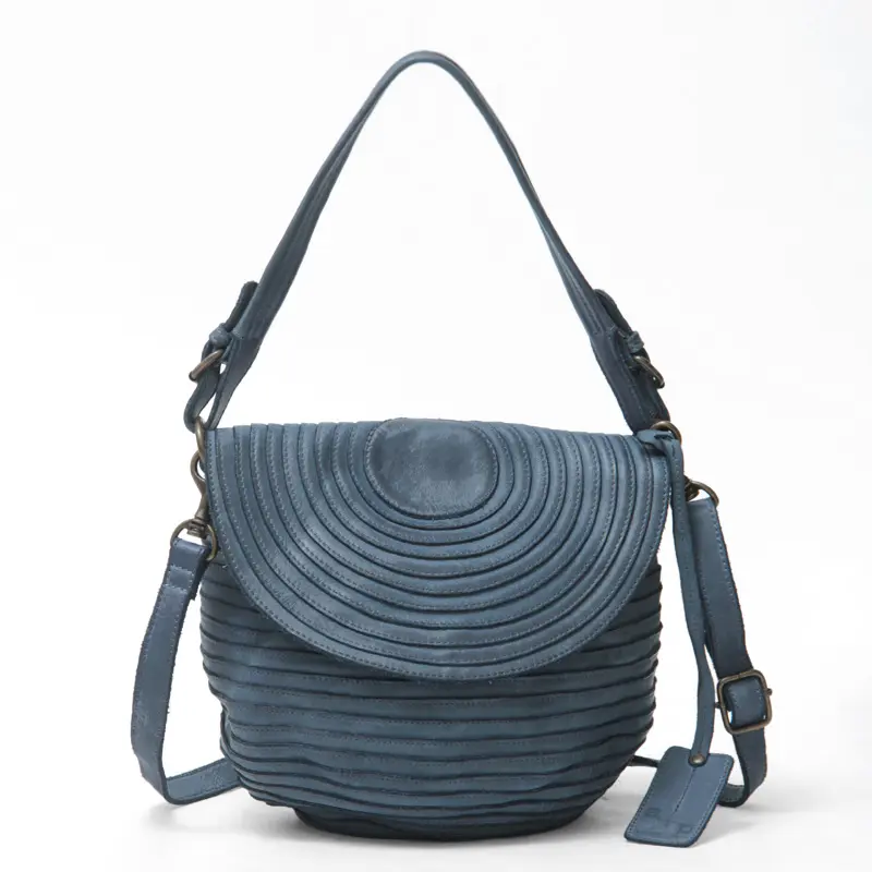 AL'X アレックス レザー 2way ハンドバッグ ブルーグレー