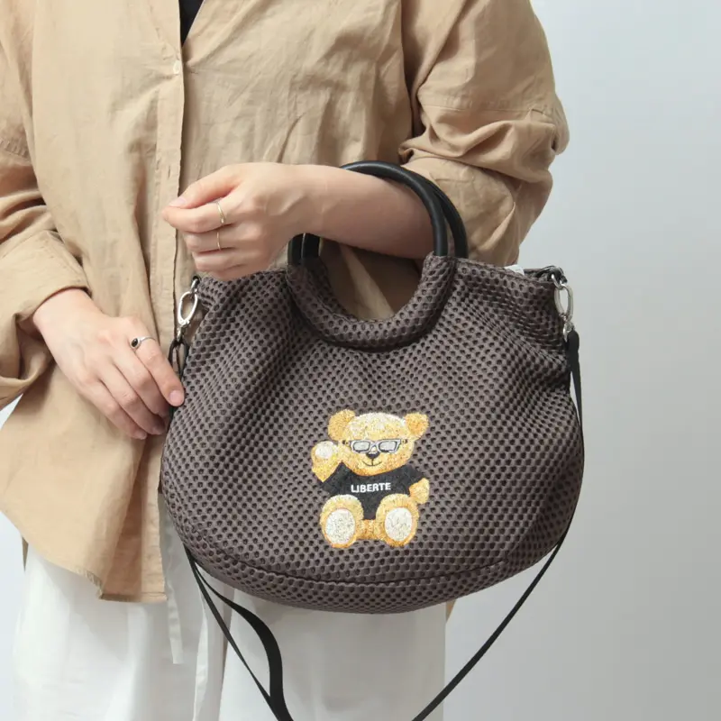 アニマル刺繍 メッシュ 2way トートバッグ