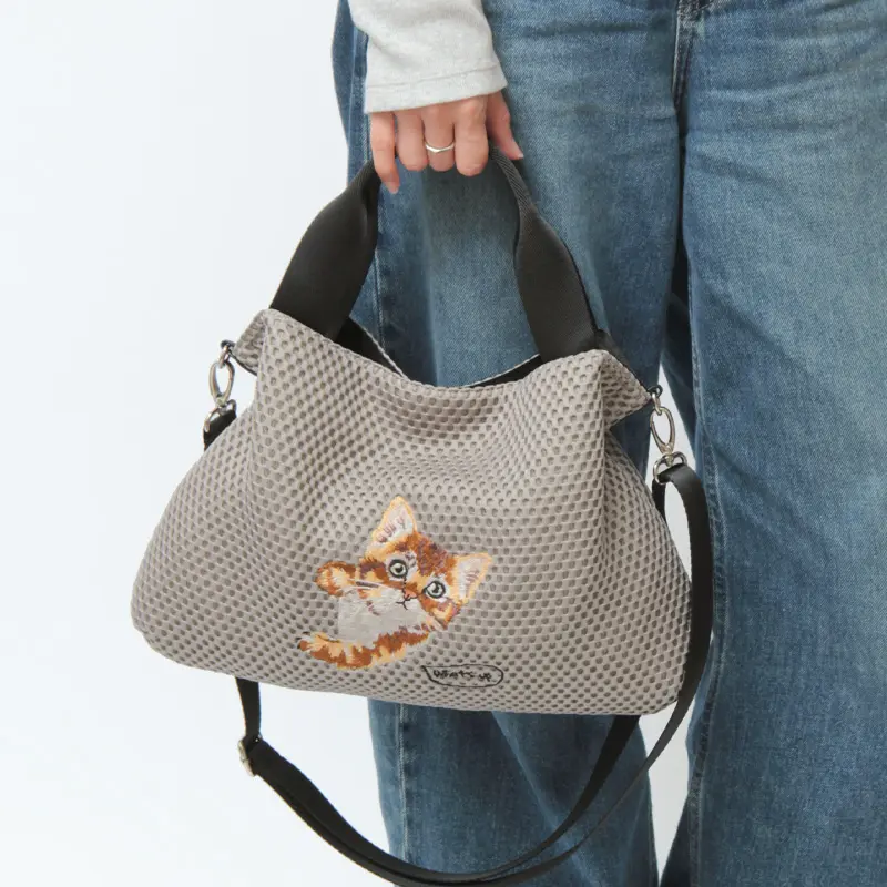 CHARUER シャルエ アニマル刺繍 メッシュ 2way トートバッグ