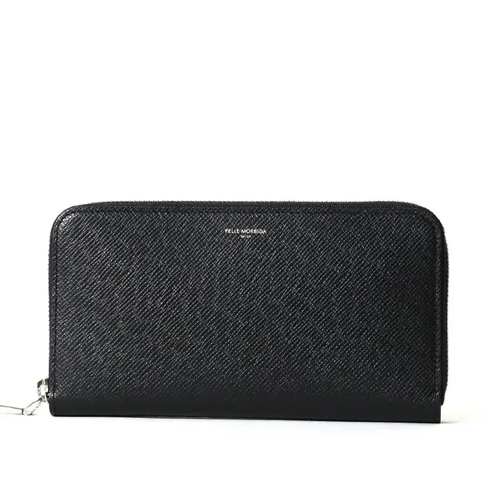 PELLE MORBIDA ペッレモルビダ Barca レザー ラウンドファスナー 長財布 ブラック