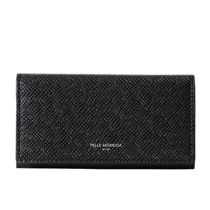 PELLE MORBIDA ペッレモルビダ BARCA 牛革(型押し)  3つ折りキーケース ブラック