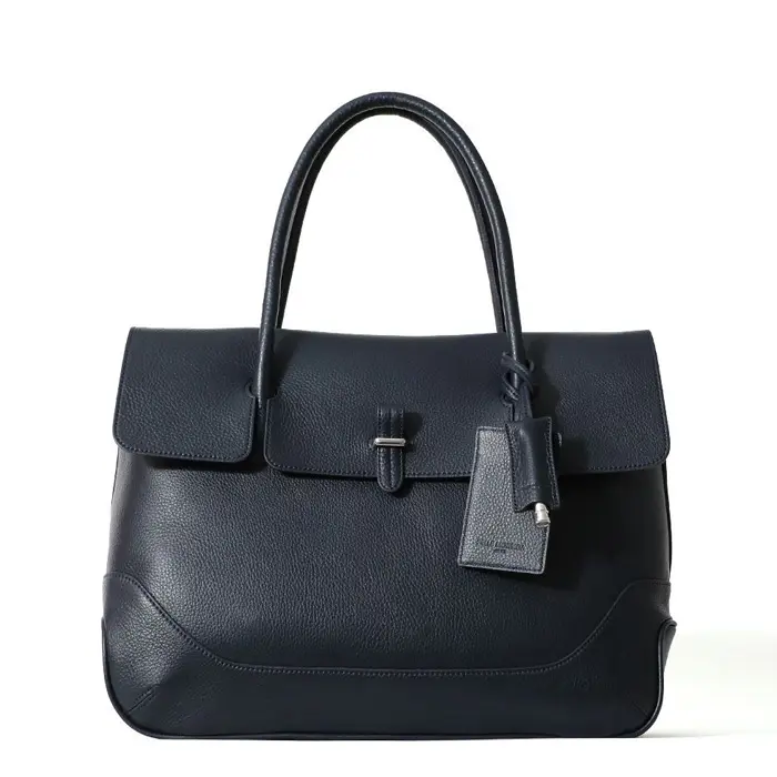 PELLE MORBIDA ペッレモルビダ Maiden Voyage シュリンクレザー フラップトートバッグ ネイビー