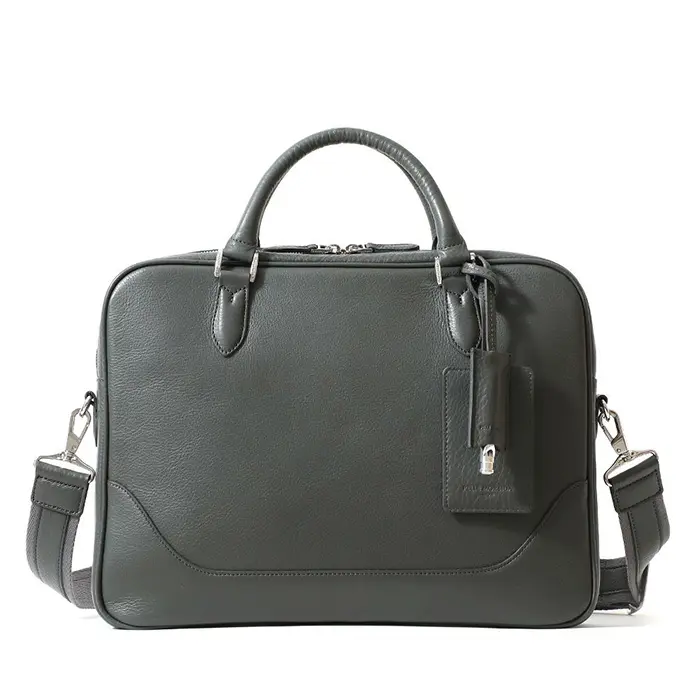 PELLE MORBIDA ペッレモルビダ Maiden Voyage シュリンクレザー ブリーフバッグ(1室タイプ) チャコールグレー