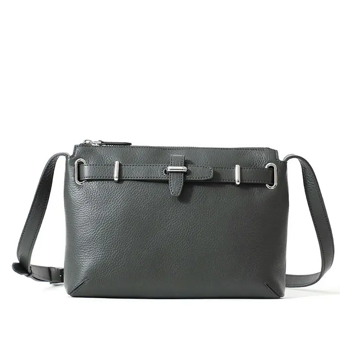 PELLE MORBIDA ペッレモルビダ Maiden Voyage シュリンクレザー サコッシュバッグ チャコールグレー