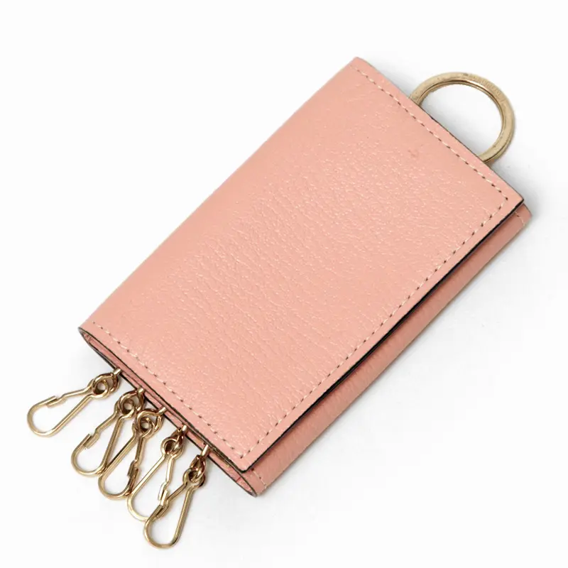 L'arcobaleno ラルコバレーノ ゴートレザー 3つ折り キーケース PINK/PINK