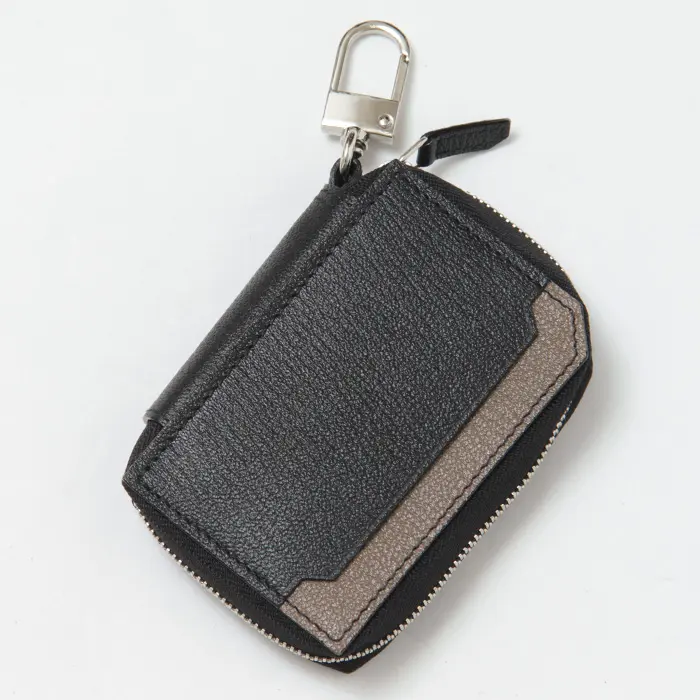L'arcobaleno ラルコバレーノ ゴートレザー  スマートWキーケース BLACK/GRAY
