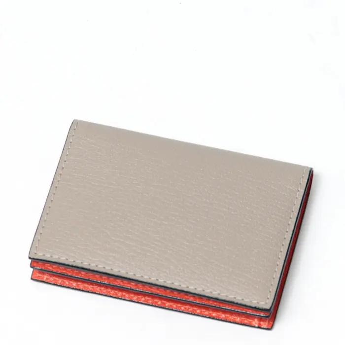 L'arcobaleno ラルコバレーノ ゴートレザー カードケース BEIGE/ORANGE