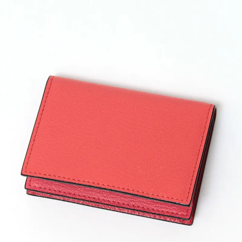 L'arcobaleno ラルコバレーノ ゴートレザー カードケース CORALLO/RED/PINK