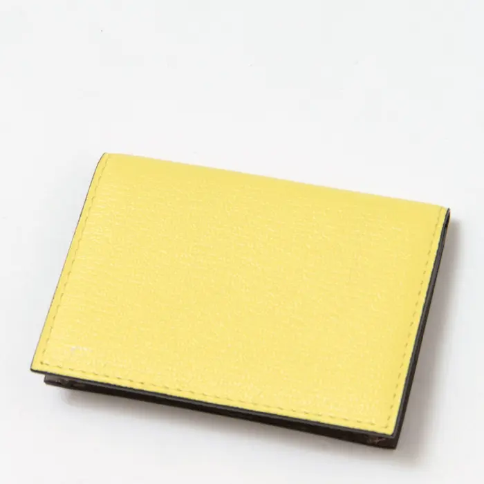 L'arcobaleno ラルコバレーノ ゴートレザー カードケース YELLOW/GRAY