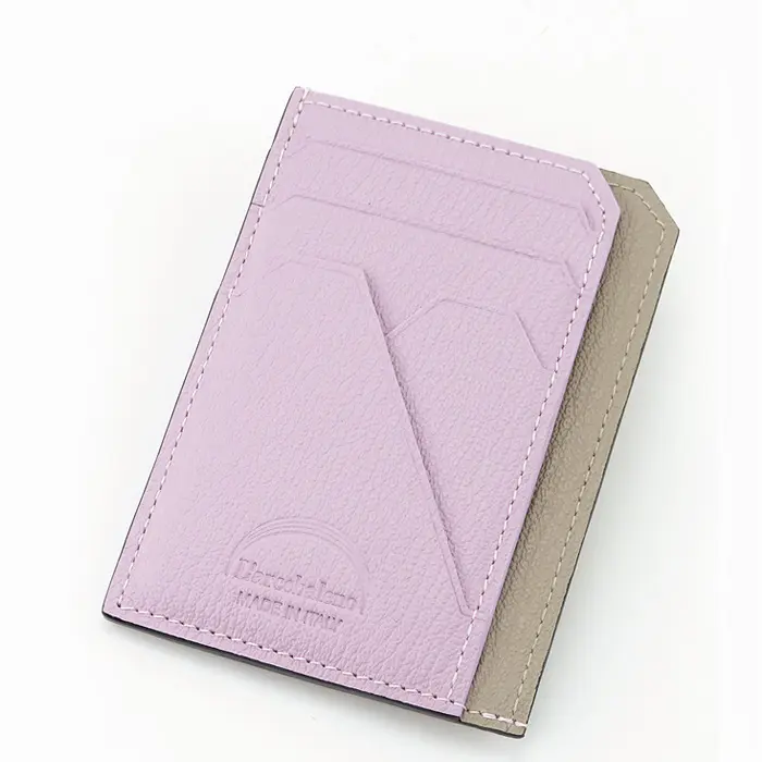 L'arcobaleno ラルコバレーノ ゴートレザー スマートミニウォレット BEIGE/LILLAC