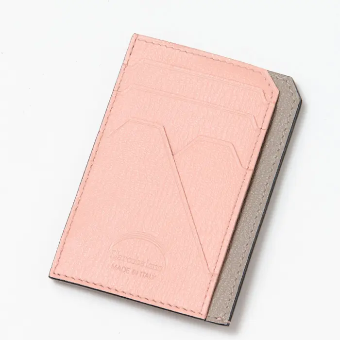 L'arcobaleno ラルコバレーノ ゴートレザー スマートミニウォレット BEIGE/PINK