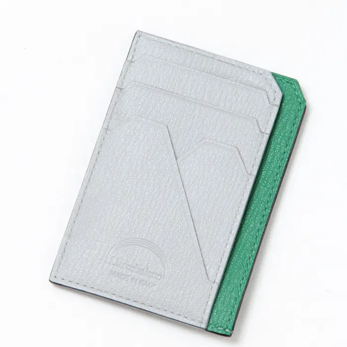 L'arcobaleno ラルコバレーノ ゴートレザー スマートミニウォレット PINE/ONICE