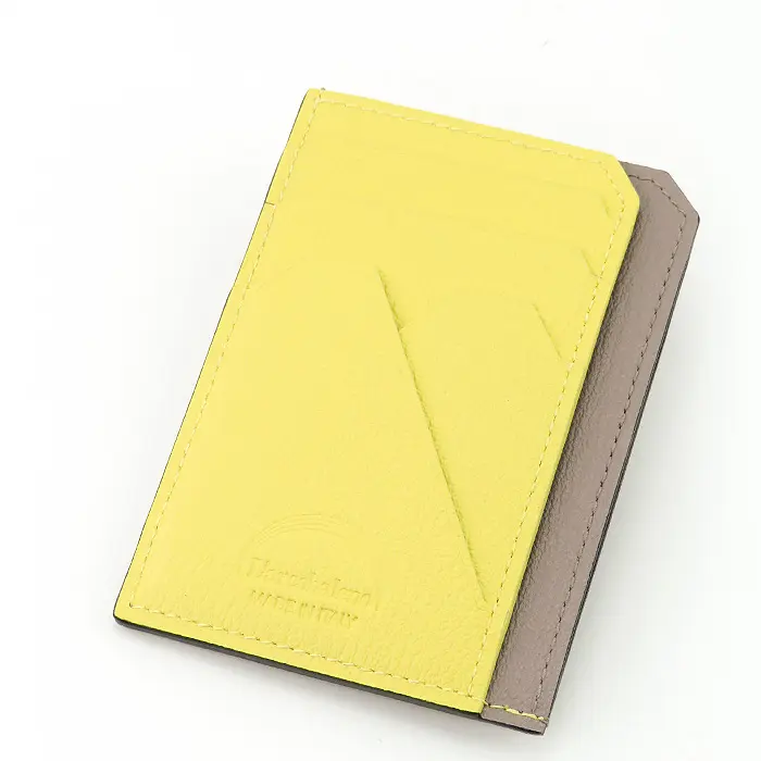 L'arcobaleno ラルコバレーノ ゴートレザー スマートミニウォレット TORTORA/YELLOW