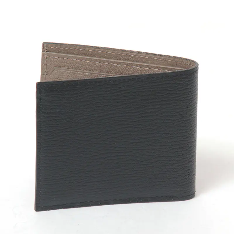 L'arcobaleno ラルコバレーノ ゴートレザー 二つ折りウォレット BLACK/GRY