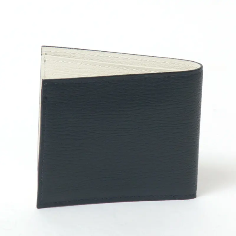 L'arcobaleno ラルコバレーノ ゴートレザー 二つ折りウォレット NAVY/WHITE