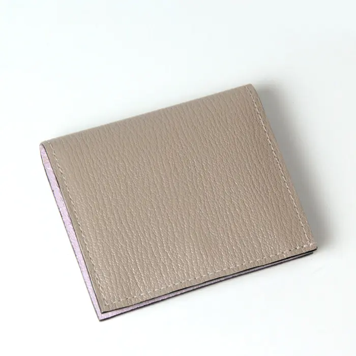 L'arcobaleno ラルコバレーノ ゴートレザー 二つ折り ミニウォレット ≪11月初≫BEIGE/LILLA