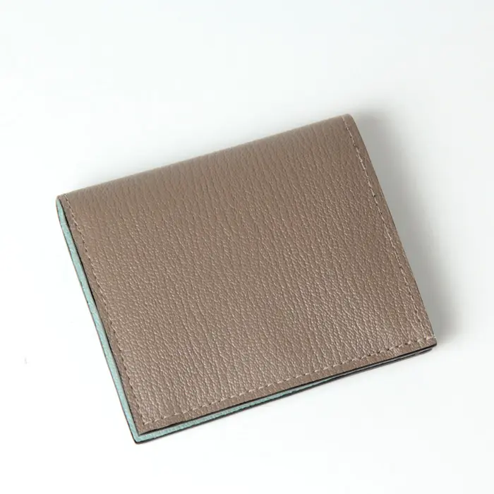 L'arcobaleno ラルコバレーノ ゴートレザー 二つ折り ミニウォレット ≪11月初≫GRAY/MINT