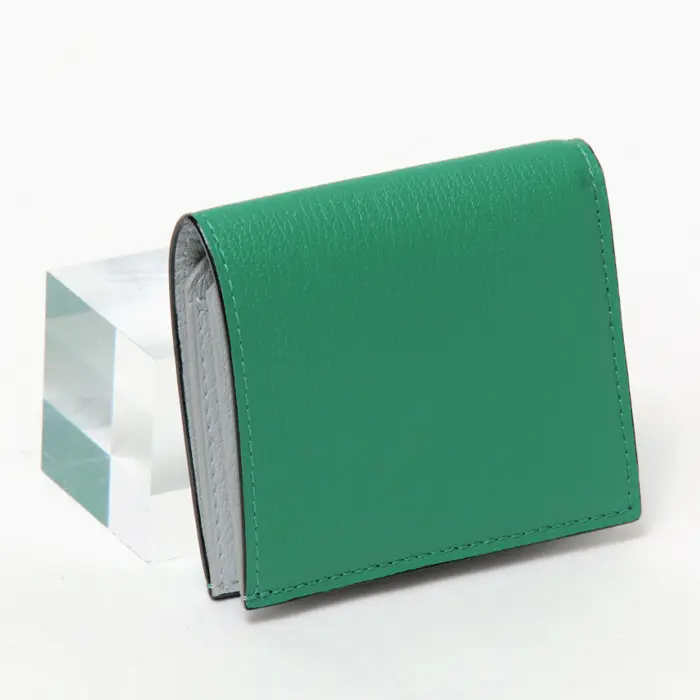 L'arcobaleno ラルコバレーノ ゴートレザー 二つ折り ミニウォレット PINE/ONICE