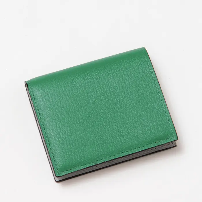 L'arcobaleno ラルコバレーノ ゴートレザー 二つ折り ミニウォレット PINE/ONICE