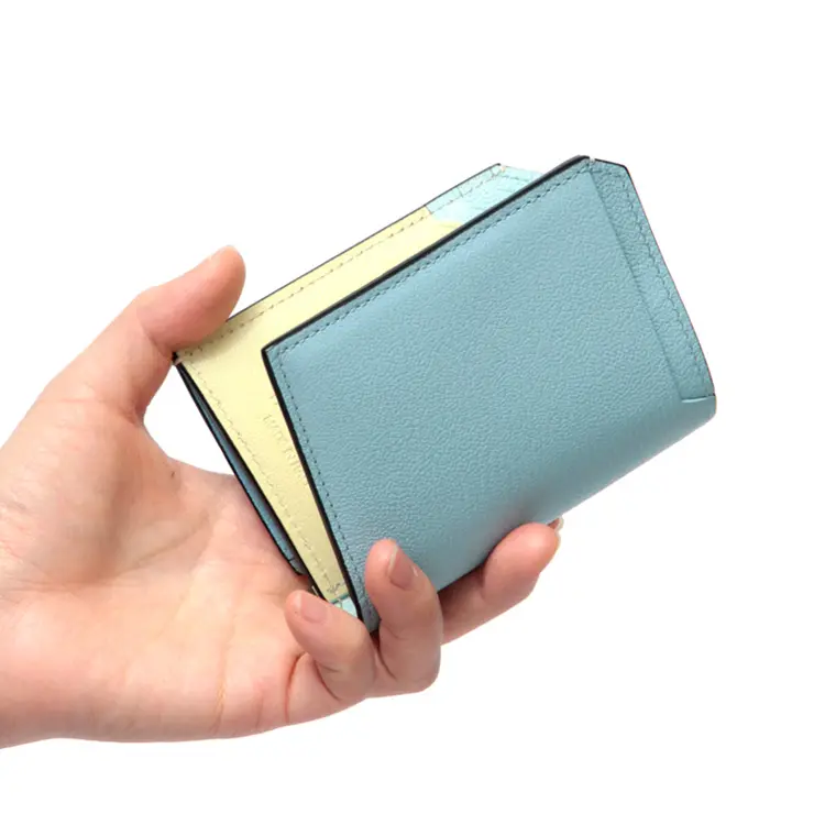 L'arcobaleno ラルコバレーノ ゴートレザー スマートカードウォレット SAX/ICEBLUE/CANARINO