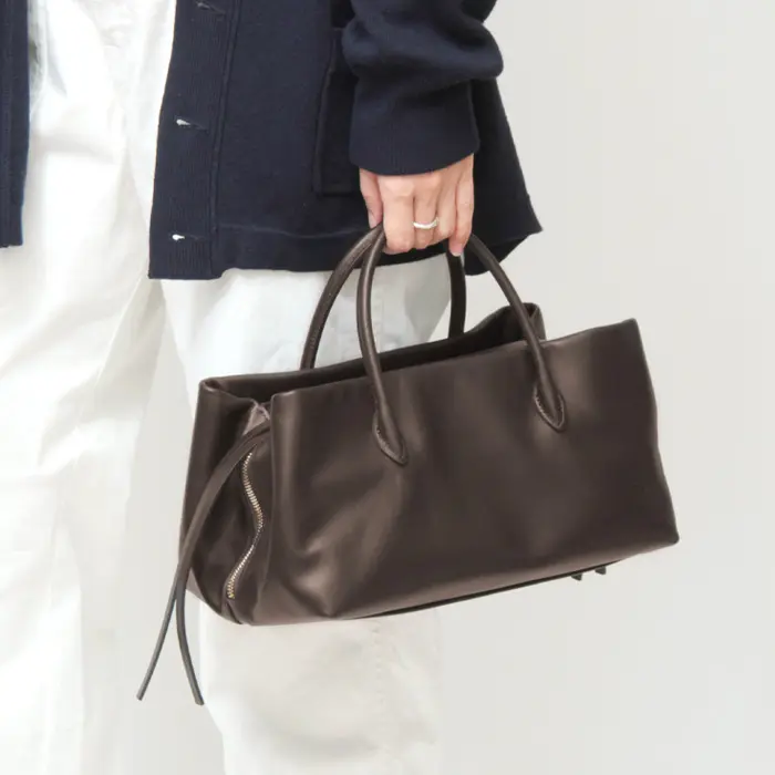 MARY AL TERNA メアリオルターナ RIKYU イタリアンカウレザー トートバッグ (M) DARK BROWN