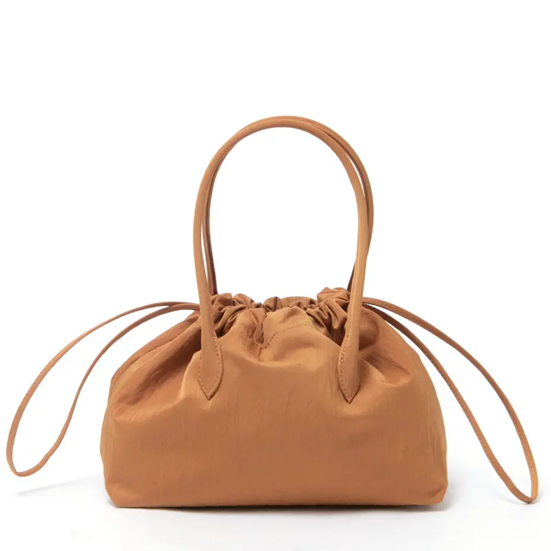 MARY AL TERNA メアリオルターナ WRING ナイロン 巾着 ミニハンドバッグ BROWN