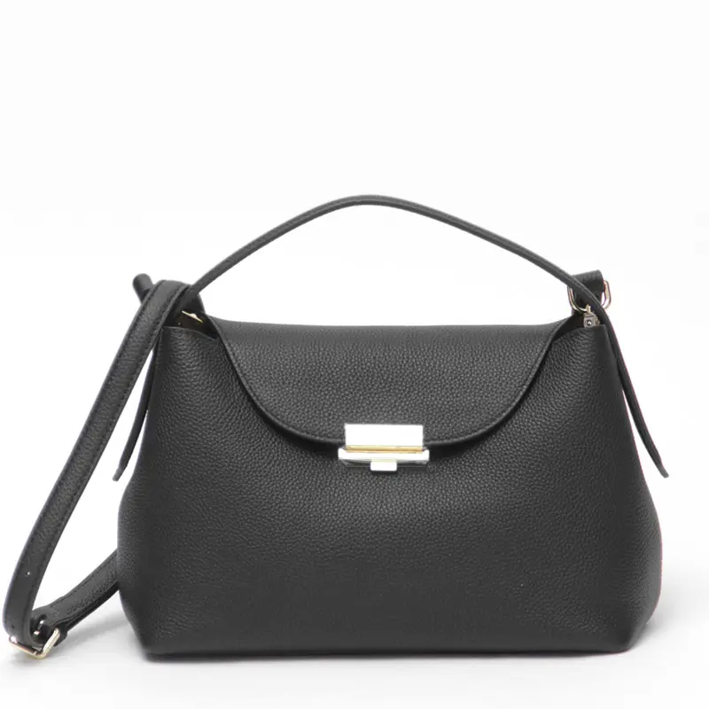 PUNTI. プンティ MAGNOLIA シュリンクレザー 2way ハンドバッグ HAND BLACK