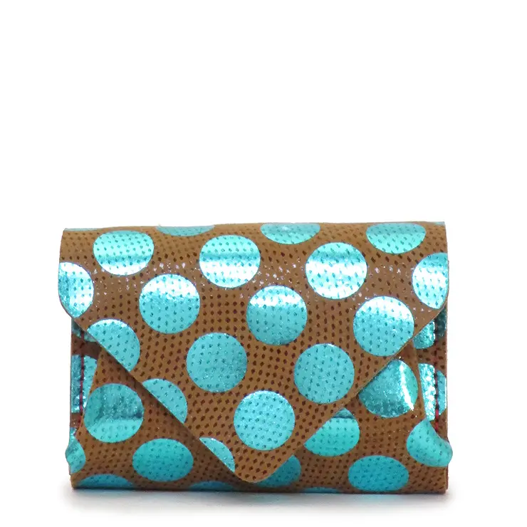 Carmine カーマイン 三つ折り財布 コンパクトウォレット ドット ブルー