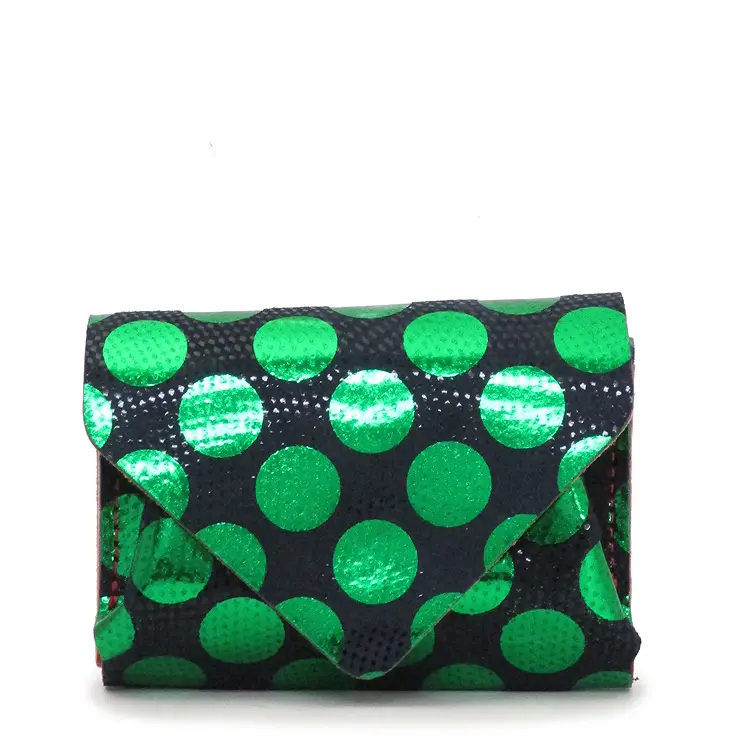 Carmine カーマイン 三つ折り財布 コンパクトウォレット ドット グリーン