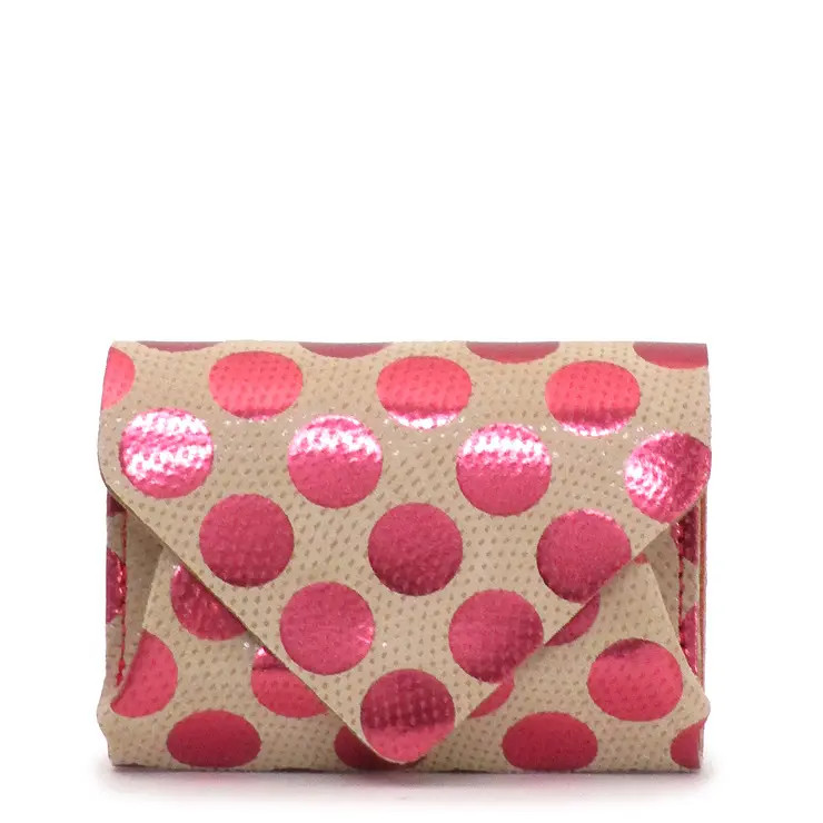 Carmine カーマイン 三つ折り財布 コンパクトウォレット ドット ピンク