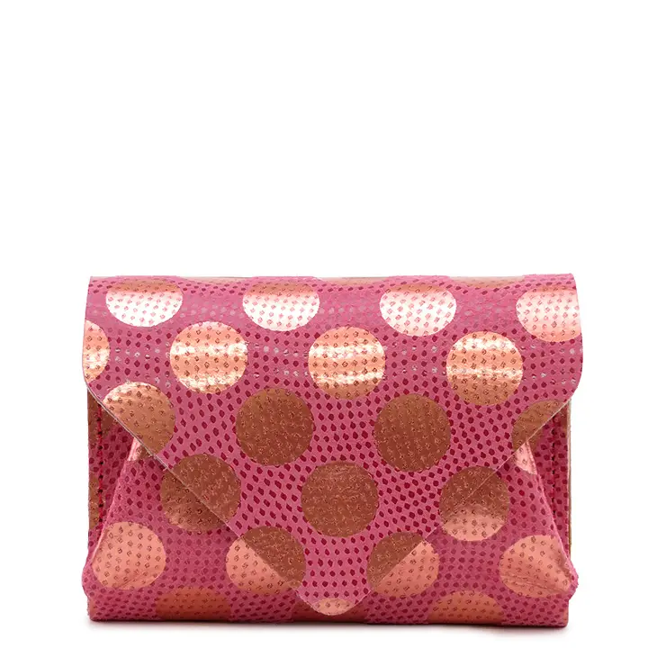 Carmine カーマイン 三つ折り財布 コンパクトウォレット ドット ストロベリー