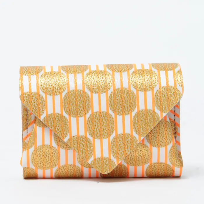 Carmine カーマイン Compact Wallet Clear Dot Kotobuki コトブキ 三つ折り財布 ネオンオレンジ