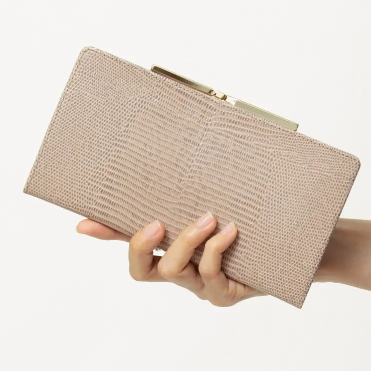 TOPKAPI トプカピ LUCIA ルチア リザード型押し がま口 長財布 グレージュ