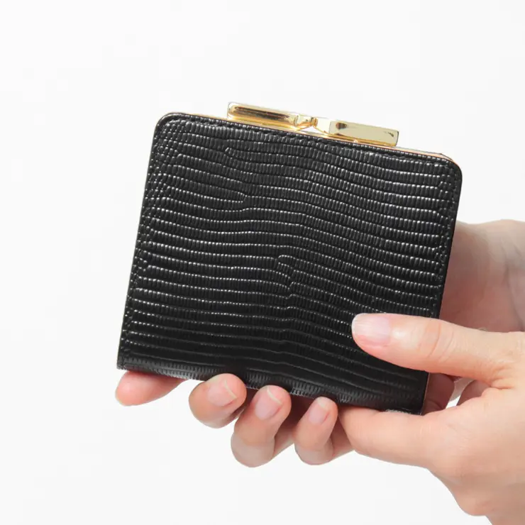 TOPKAPI トプカピ LUCIA ルチア リザード型押し がま口 二つ折り財布 ブラック