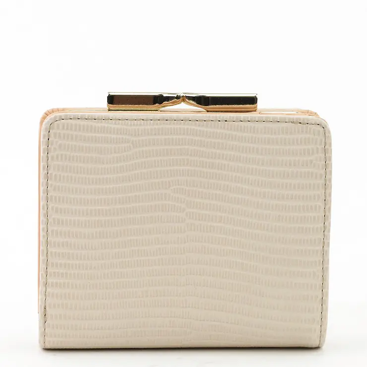 TOPKAPI トプカピ LUCIA ルチア リザード型押し がま口 二つ折り財布 ペールベージュ