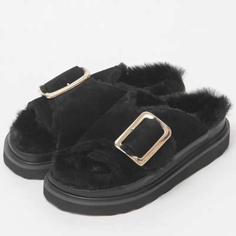 MOHI モヒ MUTON SANDALS ビッグバックルサンダル BLACK