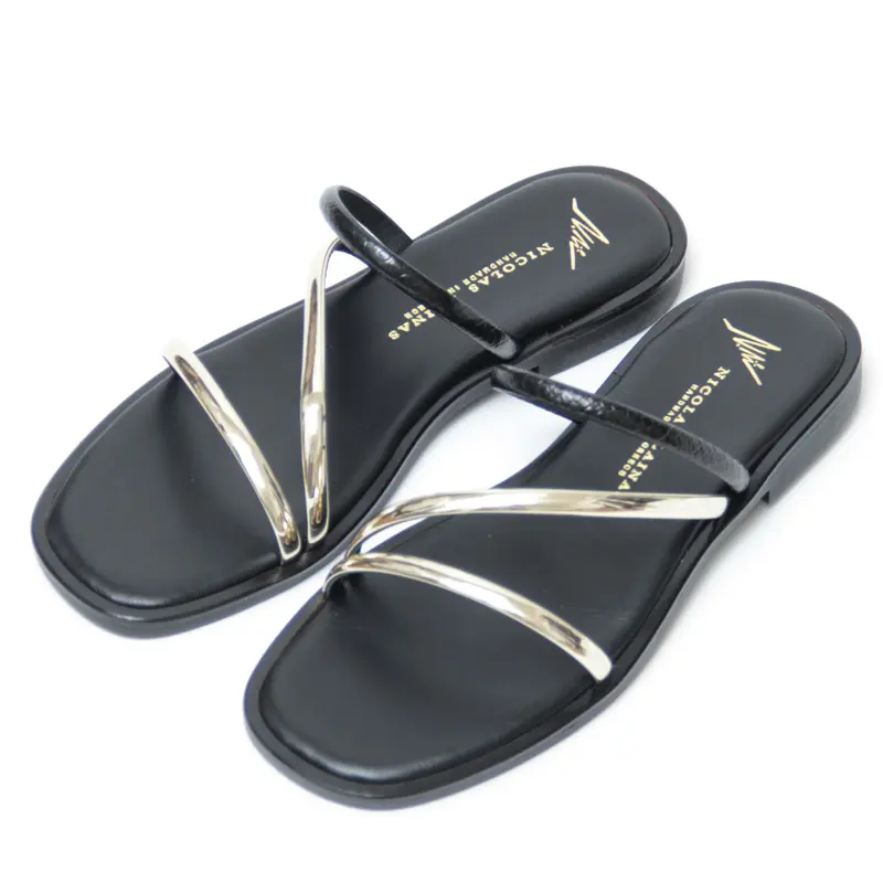 NICOLAS LAINAS ニコラス ライナス フラットサンダル BLACK/GOLD