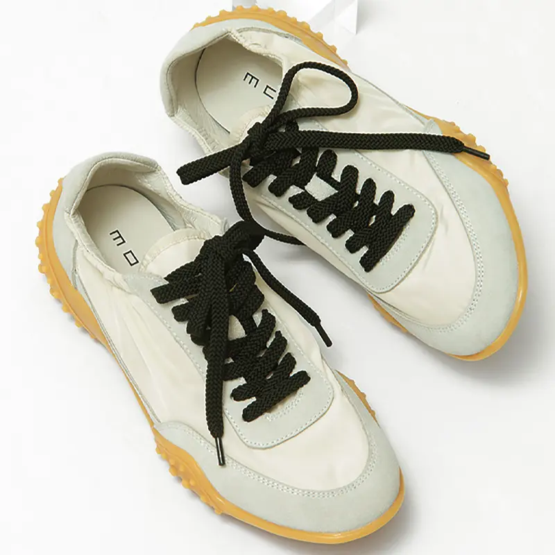 スエード×ポリエステル コンビネーション ギャザー スニーカー