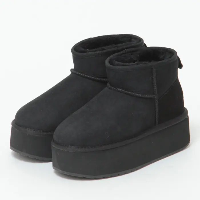 EMU Australia エミュ Stinger Micro Flatform 厚底 ムートン ブーツ BLACK