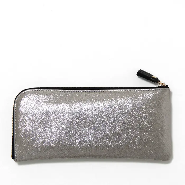 POMTATA ポンタタ HAK ラメ L字ファスナー 長財布 SILVER
