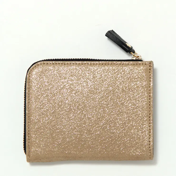 POMTATA ポンタタ HAK ラメ L字ファスナー 長財布 ゴールド