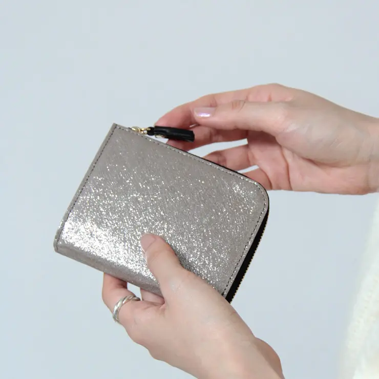 POMTATA ポンタタ HAK ラメ L字ファスナー 長財布