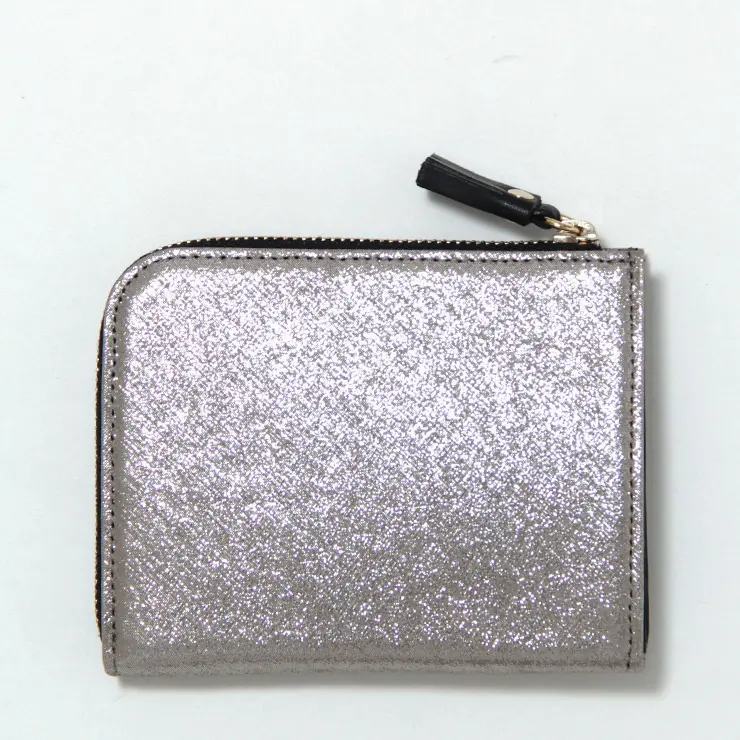 POMTATA ポンタタ HAK ラメ L字ファスナー 長財布 シルバー
