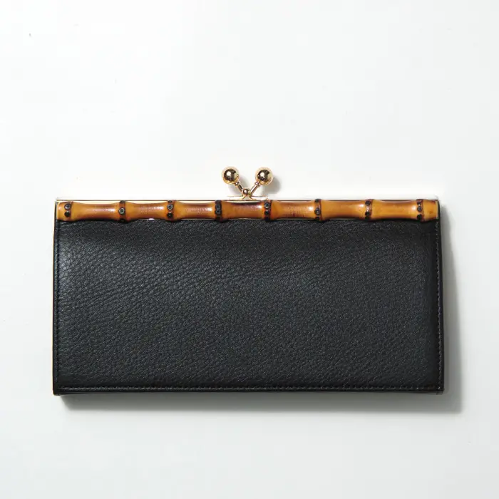 POMTATA ポンタタ BAM long WALLET バンブー がま口 長財布 ブラック