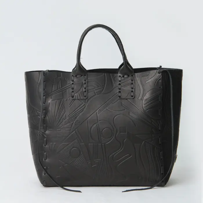 POMTATA ポンタタ SAKU TOTE レザー トートバッグ（M） ART/ブラック