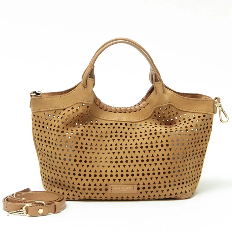 GIANNI CHIARINI ジャンニキアリーニ DUA スエード ショルダーバッグ (S) PEANUT BUTTER
